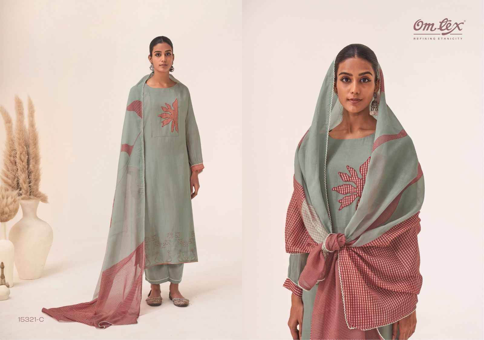 ELAYA 15321 Series By Om Tex Beautiful Festive Suits Stylish Colorful Fancy Casual Wear & Ethnic Wear MAL CHANDERI Dresses At Wholesale Price